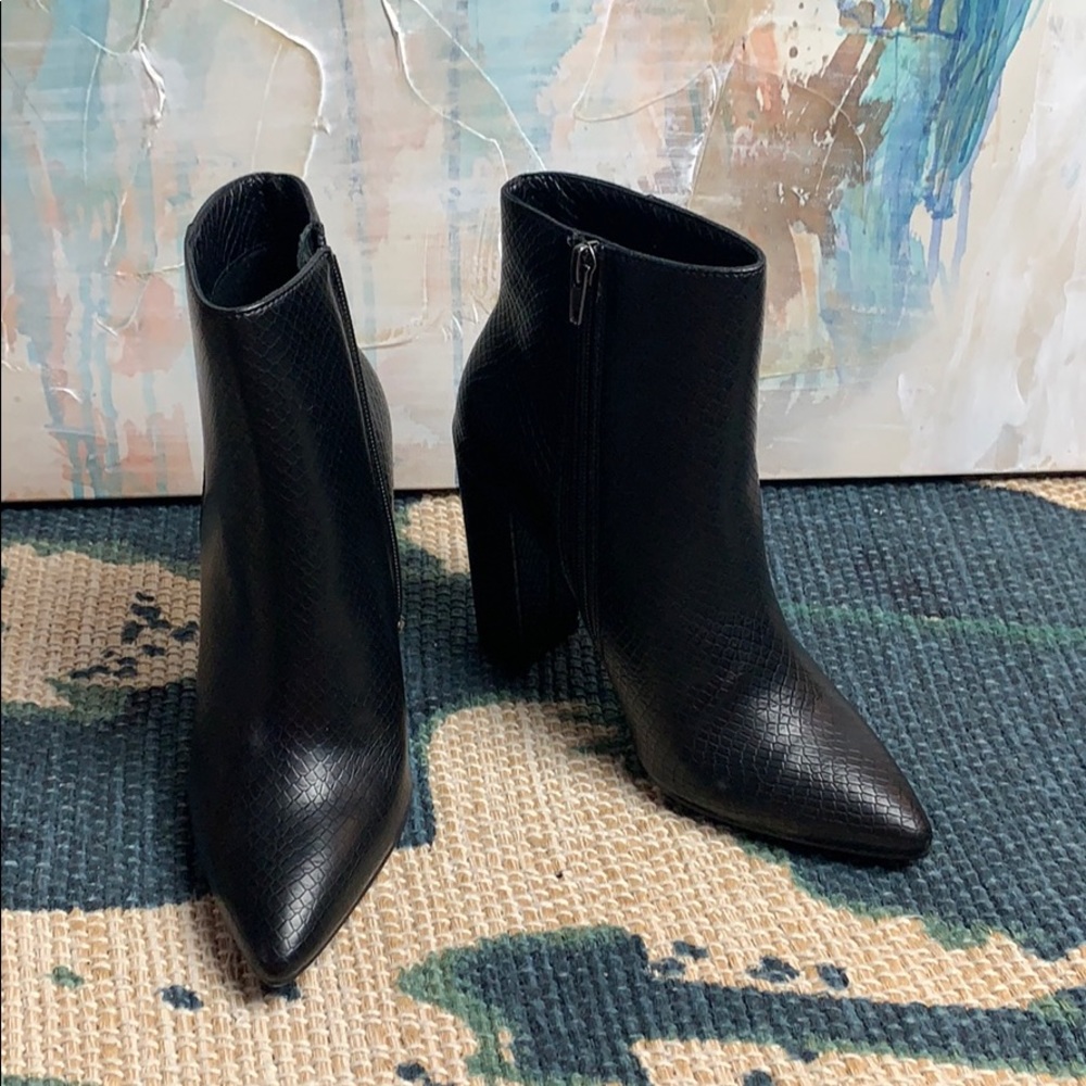 JustFab Black Snakeskin Booties